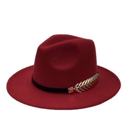 's Red Fedora Hat Unisex Vintage Autumn Classic Wide Brim Felt Fedora   eb-34303709